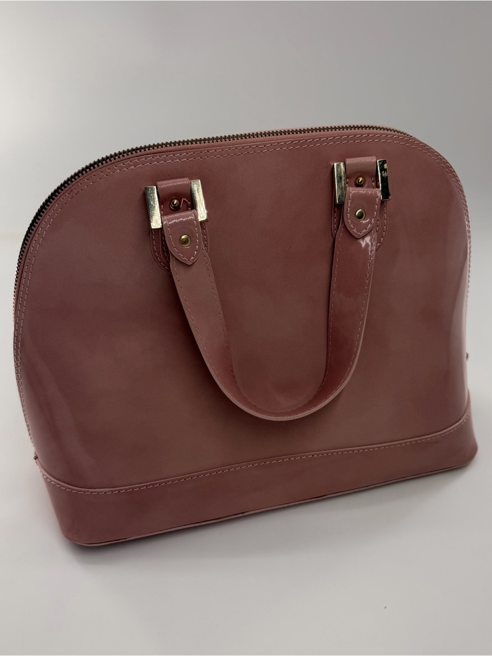 Alberta Di Canio Italian Leather Blush Pink Handbag Women’s Gold Accents Purse